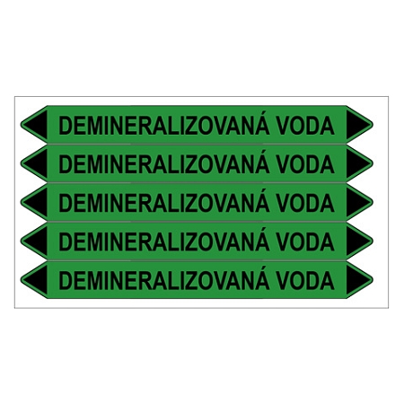 Značení potrubí, demineralizovaná voda,5 ks, 150 × 12 mm